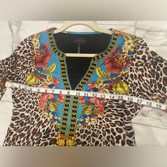 Hale Bob colorful A-line dress with chain link design neckline and cuffs 💃 - Picture 10 of 14